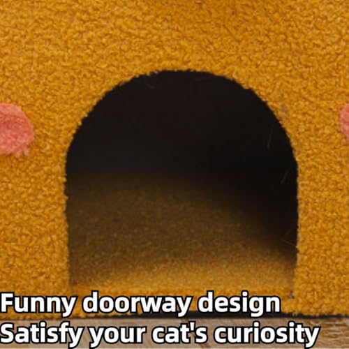 Cat Houses for Indoor Cats,Cat Cave Beds Pet Hideaway,2 Story Cube Condos Cat Sleeping Space,Collapsible Covered Burrowing Cozy Kitten Nest,Sturdy Structure Cat Play Tower (Green) - color: Green