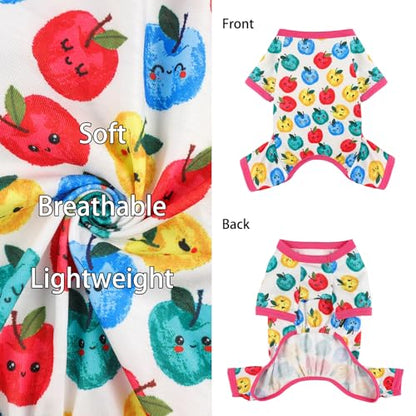 Dog Pajamas for Small Dogs, Soft Thin Pjs Jammies Cat Doggie, Summer Pet Cute Puppy Clothes Outfits Dogs Boy Girl(Red Apple, XS) - color: Red Apple, size: X-Small (Chest 11.8 in)