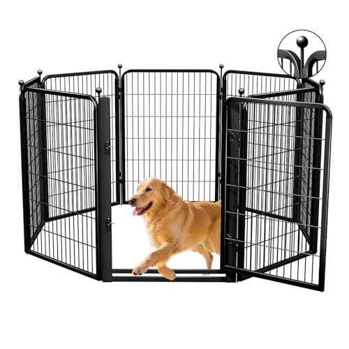 Dog Playpens with Low Threshold Gate, 40 Inch 8 Panels Heavy Duty Outdoor Dog Play Pen, RV Camping Yard Indoor Puppy Playpen Portable Pet Pen Fence for Large/Medium/Small Dogs - color: 7 Panels+1 Large Gate