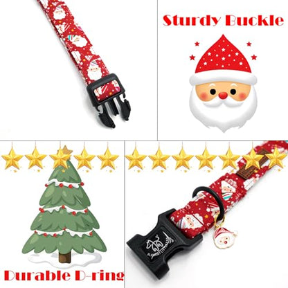 Elegant littlle Tail Christmas Dog Collar, Red Pet Collars Soft Cotton Winter Dog Collar with Quick Release Buckle Pet Puppy Collars for Small Medium Large Dogs - color: Christmas-Santa Claus, size: X-Small (Pack of 1)