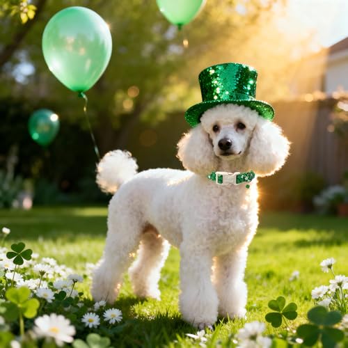 St. Patrick's Day Dog Collar for Small Dogs - Bold Green Lucky Clover Dog Collars, Cute Irish Party Shamrock Puppy Collar, Lightweight Adjustable St. Patricks Day Pet Collars XS - color: Bold Green Clover, size: XS
