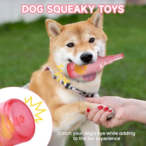 Water Bottle Dog Toy,Dog Toys for Aggressive Chewers,Water Bottle with Tennis Ball,Suitable for Small and Medium Pets to Exercise Outdoors(Red) - color: Red