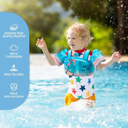Toddler Swim Vest Floaties for 22-66 lbs / 2-6 Y Kids Swim Jacket with Adjustable Safety Buckle Arm Wings Swim Training for Boys and Girls Beach Boating Pool Floats - color: Dinosaur