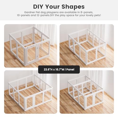 Clear Acrylic Dog Playpen - 50 x 33.4 Inch, 24" H 10 Planes Transparent Dog Fence Indoor, Sturdy Pet Pen for Puppy/Small Dog/Rabbit/Pig, Easy Assemble & Cleaning Plastic Whelping Box Enclosure, White - color: White