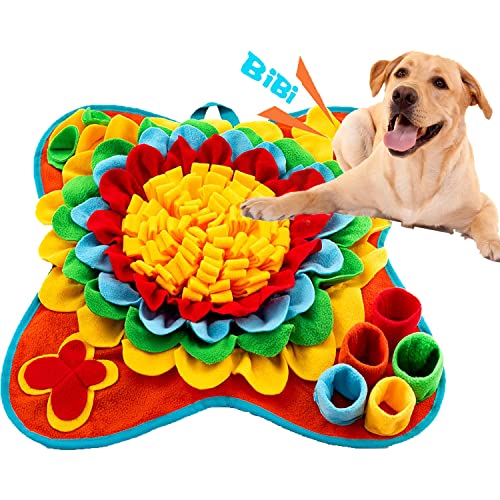 Snuffle Mat for Dogs, 25"x 25" Activity Feeding Mat for Small and Medium Pets, Interactive Feed Game for Boredom, Slow Feeder Puzzle Toys for Training and Brain Stimulating - color: Colorful Red Sunflower 25 "x 25"