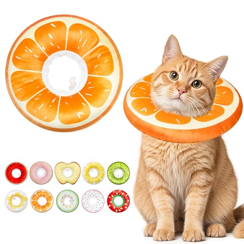 Cat Cone Collar Soft, Adjustable Cat Recovery Cone to Stop Licking, Cute Kitten Donut Collar After Surgery, Elizabethan Collars for Kittens, Lightweight Cats Neck Cones (Orange, Medium) - color: Orange, size: Medium