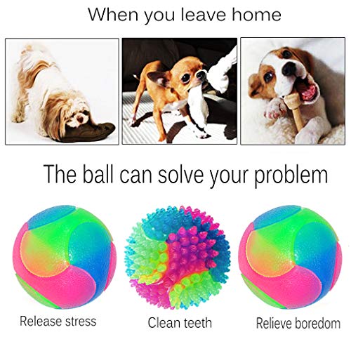 4 pcs Light Up Dog Balls,Flashing Elastic Ball,Glow Ball,Glow in The Dark Interactive Pet Toys for Aggressive Chewers,Puppy, Cats, Dogs - color: 2 pcs smooth balls+2 pcs stab balls