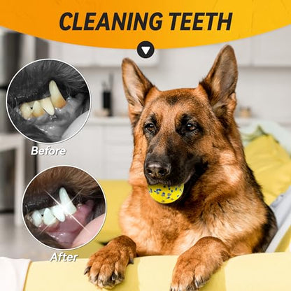 FUSOTO 4Pcs Dog Balls, Tennis Balls for Dog Aggressive Chewers, for Large Medium Small Puppy, Training Catch&Fetch, Water Floats Toys, Yellow - color: 4x Yellow