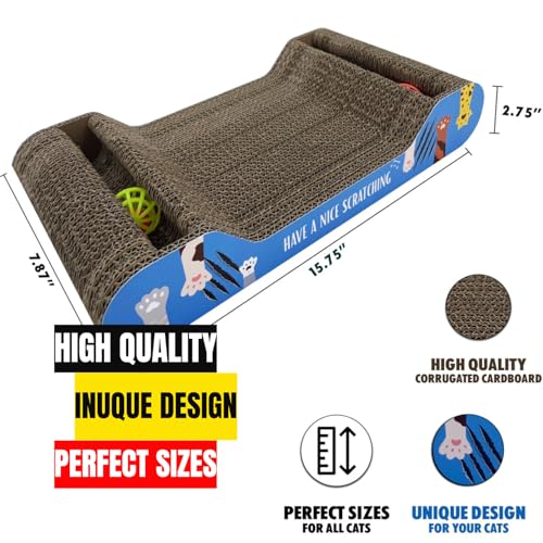 Cat Scratcher Cardboard | Reversible Corrugated Scratch Pad | Eco-Friendly | Durable | for Indoor Cats | Includes Catnip