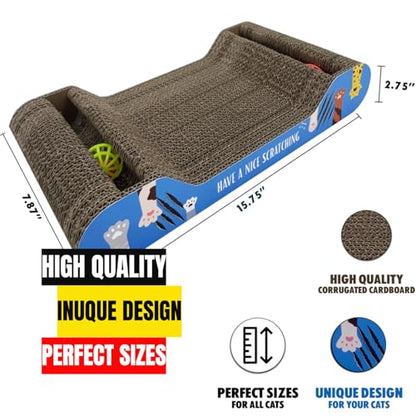 Cat Scratcher Cardboard | Reversible Corrugated Scratch Pad | Eco-Friendly | Durable | for Indoor Cats | Includes Catnip