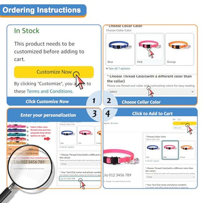 Personalized Cat Collars, Embroidered with Pet Name and Phone Number, Adjustable Nylon Breakaway Safety Release Buckle ID Collar,Custom Text with Bell for Cat or Kitten,Red - color: Red