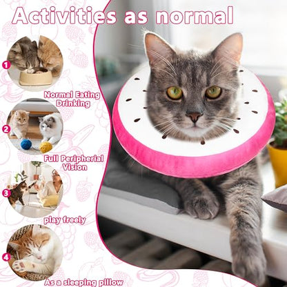 Cat Cone Collar Soft, Adjustable Cat Recovery Cone to Stop Licking, Cute Kitten Donut Collar After Surgery, Elizabethan Collars for Kittens, Lightweight Cats Neck Cones (Dragonfruit, Medium) - color: Dragonfruit, size: Medium