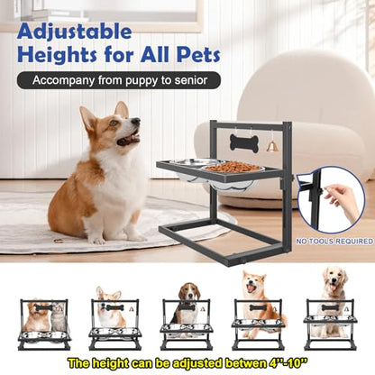 Elevated Dog Bowls for Medium and Small Dogs, 5 Height Adjustable & 2 Stainless Steel Bowls 800ml/27oz, Raised Food Dog Water Stand - color: Metal 27oz Bowls, size: Small dogs