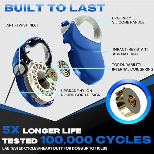 Fida 30ft Upgraded Retractable Dog Leash, Heavy Duty Pet Walking Leash for Medium/Large Breed up to 110 lbs, 360° Tangle-Free Long Retract Dog Lead, Soft Grip, One-Hand Brake, Blue - color: Blue, size: Large（30ft）