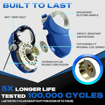 Fida 30ft Upgraded Retractable Dog Leash, Heavy Duty Pet Walking Leash for Medium/Large Breed up to 110 lbs, 360° Tangle-Free Long Retract Dog Lead, Soft Grip, One-Hand Brake, Blue - color: Blue, size: Large（30ft）