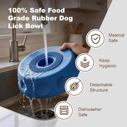 Premium Dog Slow Feeder Bowl for Liquid Treats, Dog Lick Bowl with Ball, Food-Grade Silicone Lid & Surlyn Ball, Anti-Spill Suction Base, Bone Broth & Yogurt Feeder, Enrichment Toy
