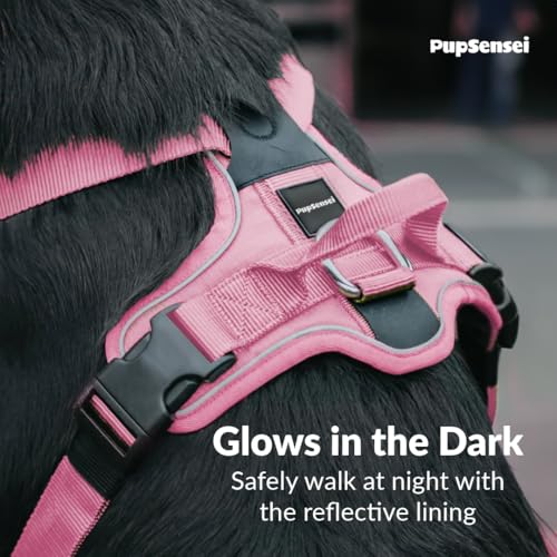 No Pull Dog Harness - Durable Polyester Puppy Harness with Front Anti-Pull Loop, Reflective Strips, and Quick-Release Clips for Small, Medium, and Large Dogs (Light Pink, Extra Small) - color: Light Pink, size: Extra Small