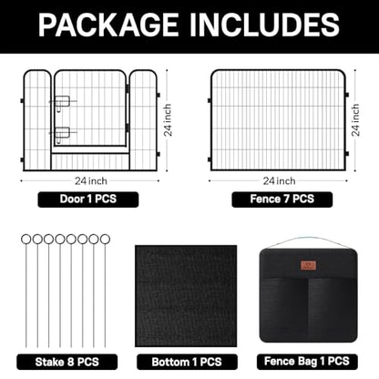 PJYuCien Dog Playpen Plus Storage Bag, 24" H 8 Panels Puppy Pen with Square Bottom, Heavy Duty Dog Fence for Puppies/Small Dogs - style: 8-Panels 24.0"W