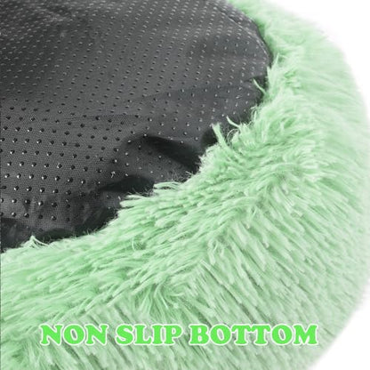 otoez Kitten & Puppy Extra Small XS Round Dog & Cat Anti Anxiety Plush Pet Calming Donut Bed with Non-Slip Waterproof Bottom, Washable (15.7", Green) - color: Green, size: 15.7"