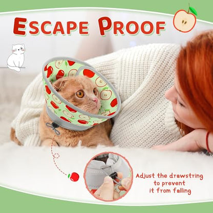 Cat Cone Collar Soft to Stop Licking, Adjustable, Foldable Lightweight Kitten Cones After Surgery Recovery for Cats & Kittens, Cat Cone Alternative, Easy Eating (Apple Red, M) - color: AppleRed, size: M