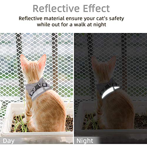 Cat & Dog Vest Harness - All Weather Mesh, Reflective Strap, Step-in Adjustable for Small Cats & Dogs (Gray, S) - color: Gray, size: Small (Chest: 11"-13")