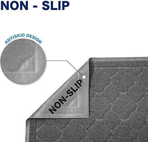 WePet Cat Litter Box Mat, Kitty Premium PVC Pad, Durable Trapping Rug, Phthalate Free, Urine-Resistant, Scatter Control, L 35 x 23 Inch, Grey - color: #03 Grey, style: Medallion/35 x 23 Inch