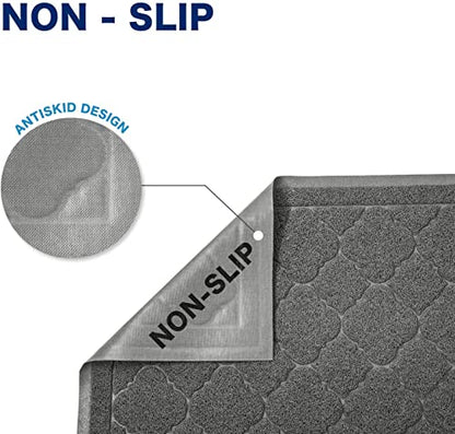 WePet Cat Litter Box Mat, Kitty Premium PVC Pad, Durable Trapping Rug, Phthalate Free, Urine-Resistant, Scatter Control, L 35 x 23 Inch, Grey - color: #03 Grey, style: Medallion/35 x 23 Inch
