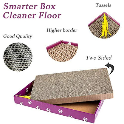 PEEKAB Cat Scratcher Cardboard Wide Scratching Board Reversible Corrugate Cat Scratch Pad with Box Catnip Included Large 3PCS - size: XL-3pack