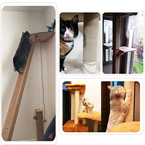 Aoneky Natural Sisal Hemp Rope for Cat Scratching Post Replacement, 5/16 Inch Refurbishment Cord to Repair Cat Tree, Tower & Protect Furniture, 33 FT - size: 5/16'' 33 Ft