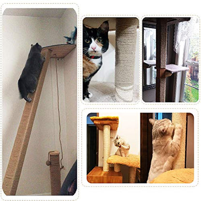 Aoneky Natural Sisal Hemp Rope for Cat Scratching Post Replacement, 5/16 Inch Refurbishment Cord to Repair Cat Tree, Tower & Protect Furniture, 66 FT - size: 5/16'' 66 Ft