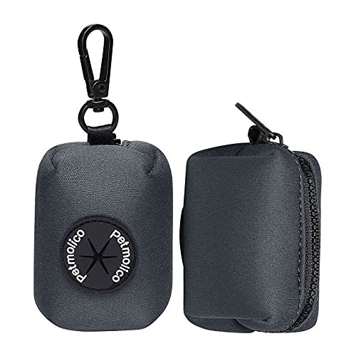 Dog Poop Bag Holder Leash Attachment, Dog Waste Bag Dispenser Zippered Pouch, Fits Any Dog Leash, Includes Free Roll of Dog Bags, Poop Bag Dispenser - 2 Pack, Deep Gray - color: Deep Gray