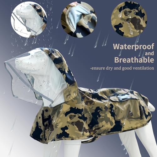 Waterproof Dog Raincoat, Adjustable Reflective Lightweight Pet Rain Clothes with Poncho Hood(X-Small,Camo) - color: Camo, size: X-Small(4-9lb)