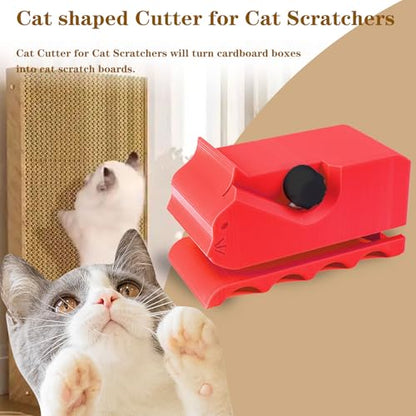 Cardboard Cutter for Cat Scratchers with 10pcs Blade,3D Printed Card Board Cutter Kids DIY Cat Scratchers Cardboard Strip Tool Machine for Cat Lovers (Red) - color: Red