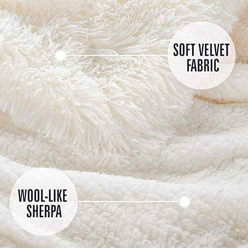 LOCHAS Luxury Fluffy Dog Blanket, Extra Soft and Warm Sherpa Fleece Pet Blankets for Dogs Cats, Plush Furry Faux Fur Puppy Throw Cover, 40''x60'' Cream White - color: Cream White, size: Large(40''x60'')