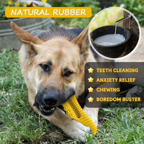 Cutiful Dog Toys for Aggressive Chewers Large Medium Breed, Indestructible Dog Chew Toys, Squeaky Interactive Tough Extremely Durable, Dogs Toothbrush Toys to Keep Them Busy - color: yellow