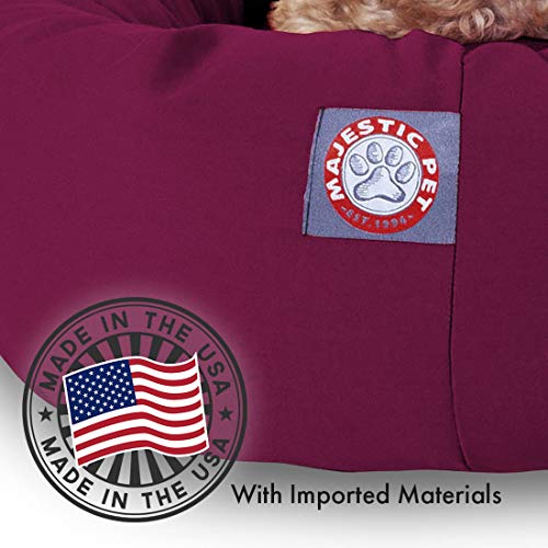 40 inch Burgundy & Sherpa Bagel Dog Bed By Majestic Pet Products - color: Burgundy
