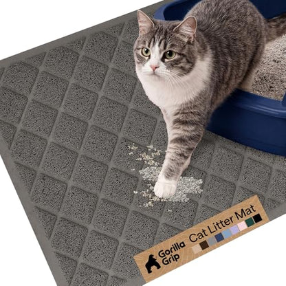 GORILLA GRIP Cat Litter Box Mat, Cushioned Coil Mesh Litter Trapping Mats, Scatter Control Supplies for Less Mess, Phthalate Free, Ultra Deep Catch Grooves, Rinse or Vacuum to Clean 24x17 Hunter Green - color: Charcoal, style: Small (24" x 17")
