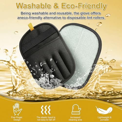 Pet Hair Removal Glove for Cats & Dogs, Reusable Electrostatic Fur Remover Mitt, Washable Five-Finger Cleaning Tool for Couch, Carpet, Car Seat, Clothing & Laundry
