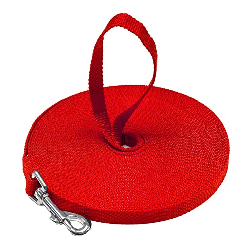 Long Dog Puppy Obedience Recall Training Agility Lead, Leash - RED, 30' Foot - by, Downtown Pet Supply - color: Red, size: 30 Foot