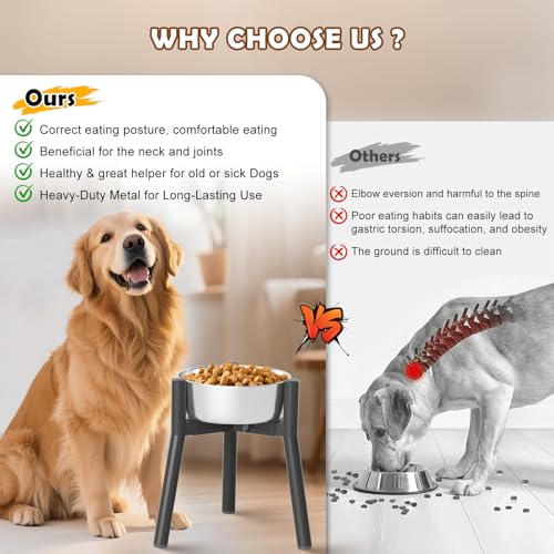 SHAINFUN 2Pack Raised Dog Bowl Stand for Large Dogs, Adjustable Width 7 to 10.6", Elevated Tall Food Water Stand (Bowl Not Included) - color: Black-MD, size: Height: 11", Width: 7-10.6"