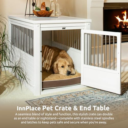 New Age Pet EHHC404XL ecoFLEX Pet Crate/End Table, Antique White, X-Large - color: Antique White, size: 42.6"L x 27.6"W x 30.9"H