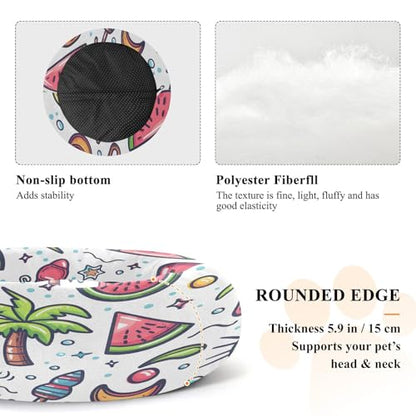 Summer Elements Dog & Cat Bed with Non-Slip Bottom - Washable Round Fluffy Calming Pet Bed, Anti-Anxiety Cozy Bed for Small Medium Indoor Puppy Kitten Pets(22 Inch)| Easy to Clean - size: M (22”)