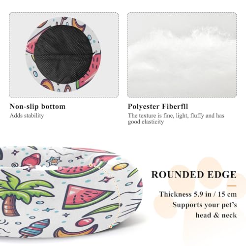 Summer Elements Dog & Cat Bed with Non-Slip Bottom - Washable Round Fluffy Calming Pet Bed, Anti-Anxiety Cozy Bed for Small Medium Indoor Puppy Kitten Pets(18 Inch)| Easy to Clean - size: S (18”)