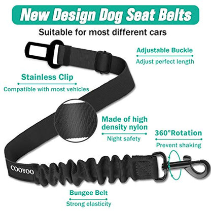 Dog Seat Belt, Durability Retractable Dog Car Harness Adjustable Dog Seat Belt for Vehicle Nylon Pet Safety Seat Belts Heavy Duty & Elastic (1 Pack Black) - color: 02-Set 01a Pack -Black