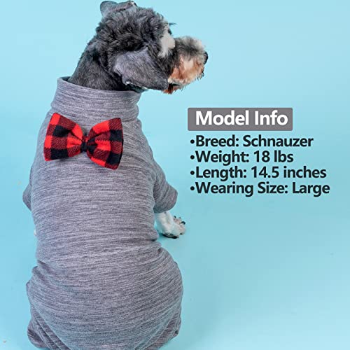 KYEESE Dog Pajamas for Small Dogs Turtleneck Stretchy Pet Pjs Dog Sweater Super Soft Warm Material Pet Coats with Bowtie Dogs Onesie Cold Weather Coat, Grey,S - color: 08# Grey, size: Small (6-10lbs)