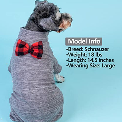 KYEESE Dog Pajamas for Small Dogs Turtleneck Stretchy Pet Pjs Dog Sweater Super Soft Warm Material Pet Coats with Bowtie Dogs Onesie Cold Weather Coat, Grey,S - color: 08# Grey, size: Small (6-10lbs)