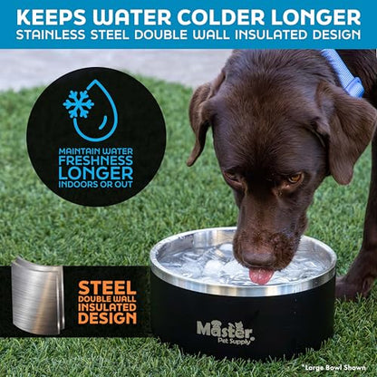 Master Pet Supply Stainless Steel Dog Bowls - 25 oz, Heavy Duty - Glacier Blue, Double Wall Extra-Thick Insulated, Non-Slip Pet Water Bowl for Dogs, Cats & Pets, Anti Rust Metal, Dish Washer Safe - color: Glacier Blue, size: 3 Cups (25 oz)