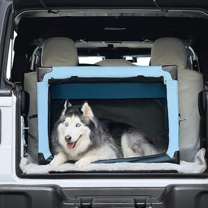 JOYTUTUS Pet Day Special, 32 Inch Collapsible Dog Crate, Steel Frame 8-Bar Foldable Soft Kennel, Portable Travel Crate for Large Dog Up to 51lbs, Oxford Cat Carrier Fit for Car Travel Indoor Outdoor - size: M (32" L x 23" W x 23" H)