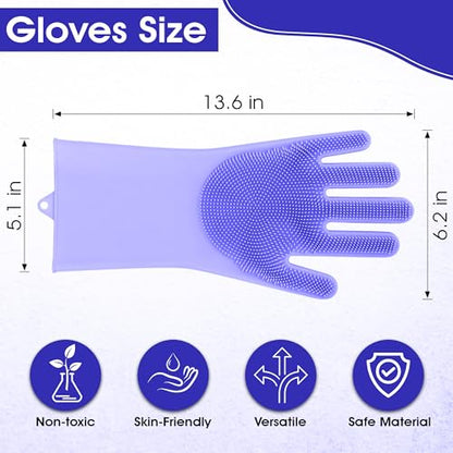 Pet Grooming Gloves with High-Density Teeth, Silicone Five Finger Design for Washing, Massaging Dogs and Cats (Purple) - color: Purple