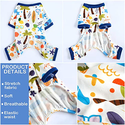 Dog Pajamas for Small Dogs, Soft Thin Pjs Jammies Cat Doggie, Summer Pet Cute Puppy Clothes Outfits Dogs Boy Girl(Coconut Tree,XS) - color: Coconut Tree, size: X-Small (Chest 11.8 in)